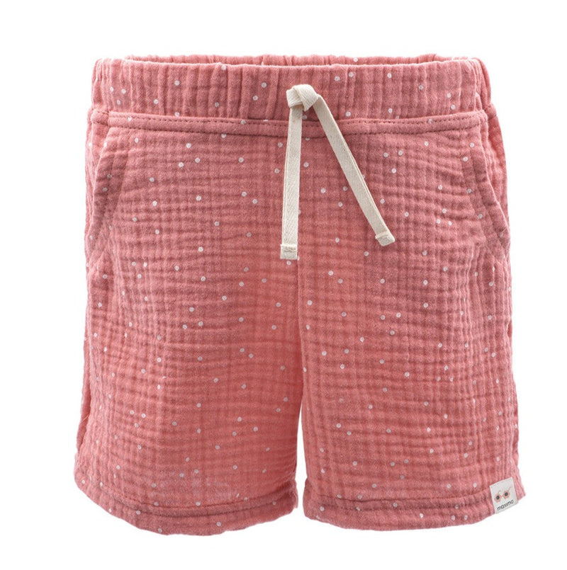 Mini Shorts GOTS Musselinstoff  rust-weiß-punkte