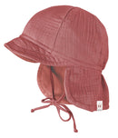 Mini Schildmütze mit Nackenschutz Musselin Rust