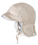 Mini Schildmütze mit Nackenschutz Musselin beigemeliert