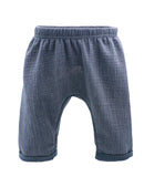 GOTS Krempelhose Musselin Altindigo-weiß-Streifen