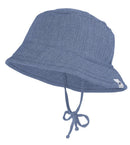 Mini Fischermütze mit Band Musselin GOTS altindigo-weiß-streifen