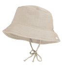 Mini Fischermütze mit Band Musselin GOTS beigemeliert