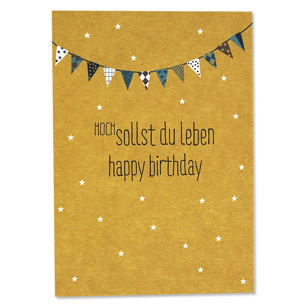 Postkarte „Hoch sollst du leben, happy birthday“