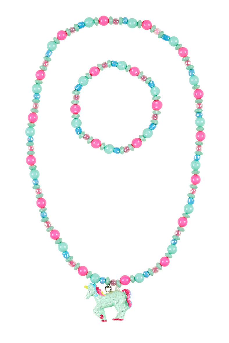 Set Aike Kette+Armband Angel, Einhorn Rosa-mint