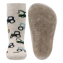 Stoppersocken Baustellenfahrzeuge Vollsohle Hellsilber Melange