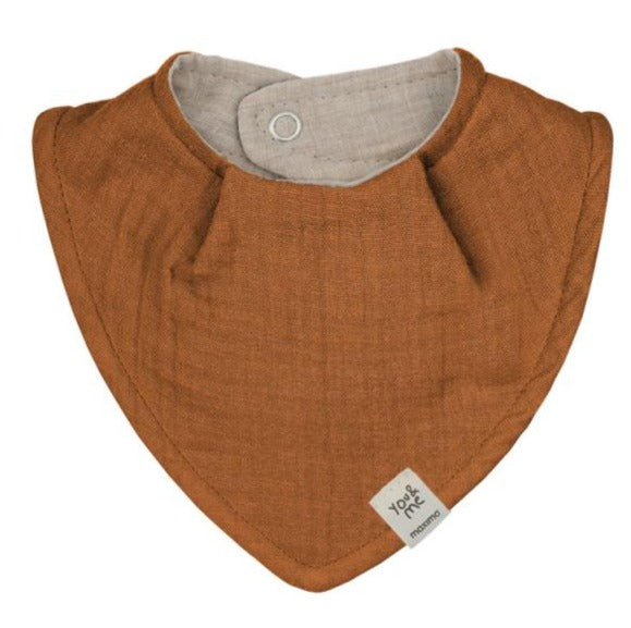 Maximo GOTS BABY-Dreiecktuch Musselin mit Druckknopfverschluss sudanbrown