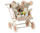 Kinderwagen Zwillingswagen  Babymäuse Rose