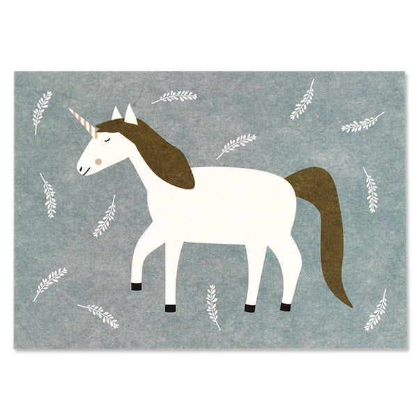 Postkarte "Unicorn und Blätterzweige"