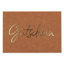 Postkarte rost mit Goldeffekten – Gutschein