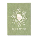 Postkarte Hase, grün – „Frohe Ostern“