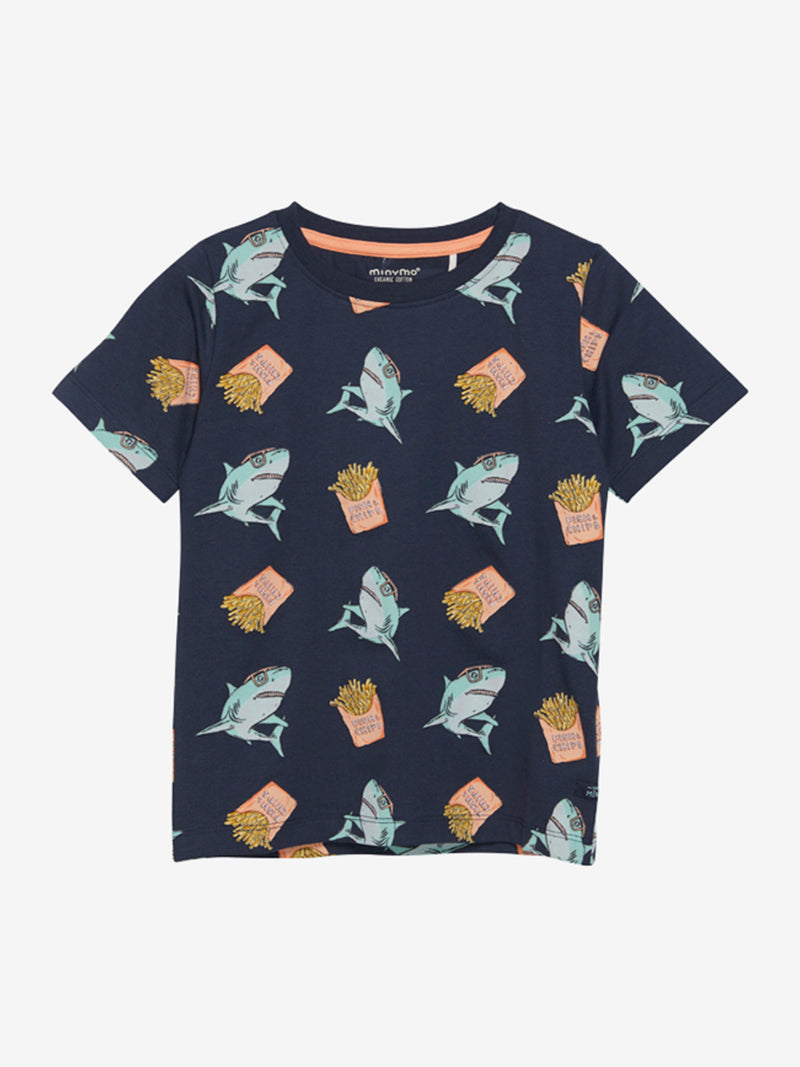 Minymo T-Shirt Fish and Chips Blue Nights