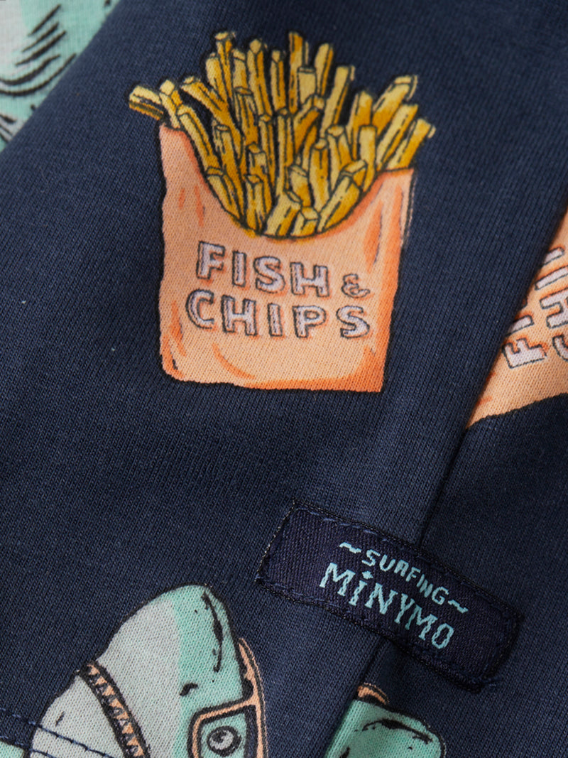 Minymo T-Shirt Fish and Chips Blue Nights