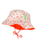 Mini Fischermütze Bindeband wollweiß-hellrot-erdbeere