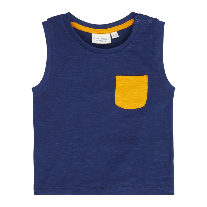 Sense Organics Tanktop Oskar - Navy + Curry Pocket