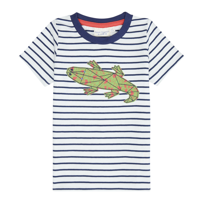Sense Organics T-Shirt Ibon - Navy Stripes + Crocodile