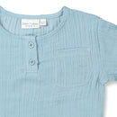 Sense Organics Langarmshirt Musselin Plin Dusty Blue Shirt Sense Organics