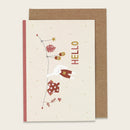 Klappkarte Wäscheleine mit Hase, Shirt und Babyschuh, rose – HELLO