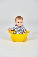 Sense Organics Strampler Viktor Steel Blue Streifen mit Hunden