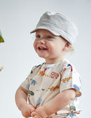 Mini Tellercap, Futter Wollweiß/Denim-Streifen