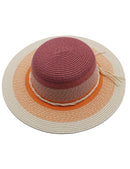 Strohhut Streifen Muschel/Rust