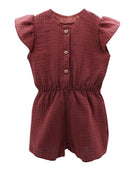 GOTS MINI GIRL-Jumpsuit  Musselinstoff  Flügelärmel Rostbaun