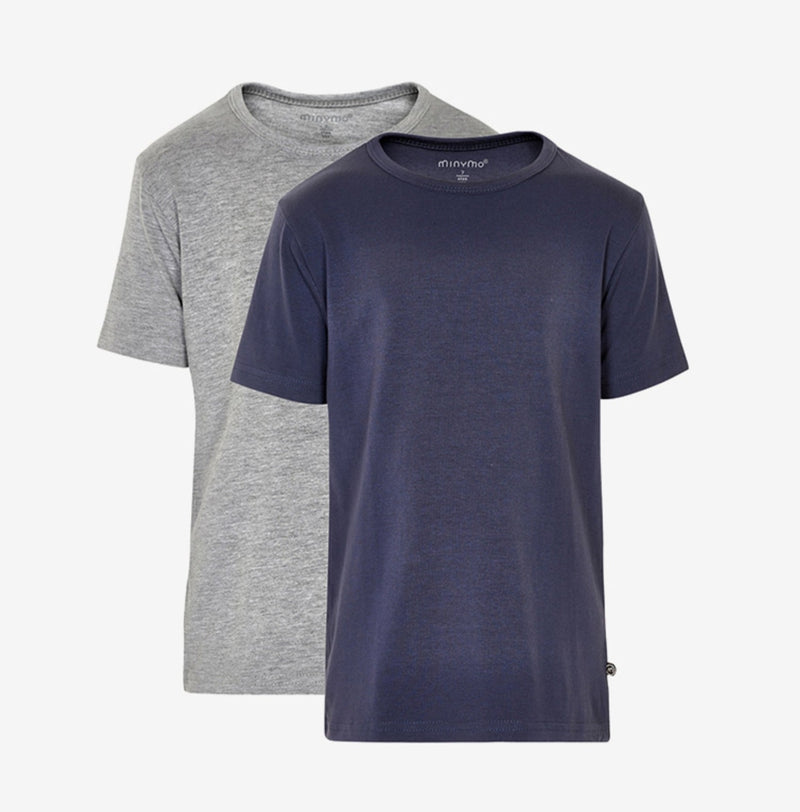 Minymo T-Shirt 2er-Set Dark Navy/ Grey uni