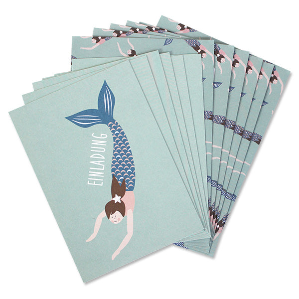 Einladungskarten Meerjungfrau  6 Stück