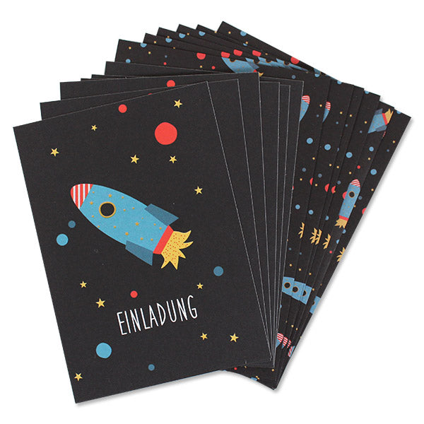 Einladungskarten Rakete 6 Stück