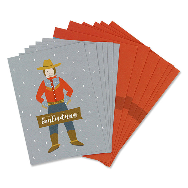Einladungskarten Cowboy 6 Stück