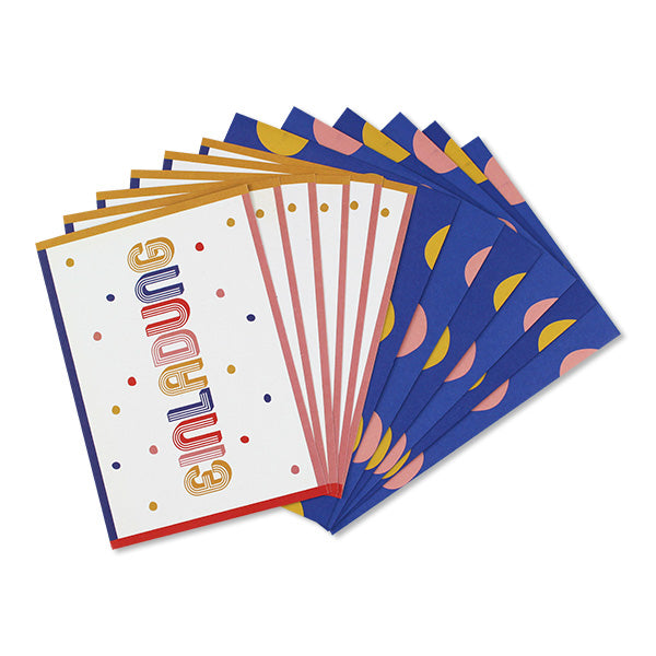 Einladungskarten-Set mit bunten Punkten 6 Stück