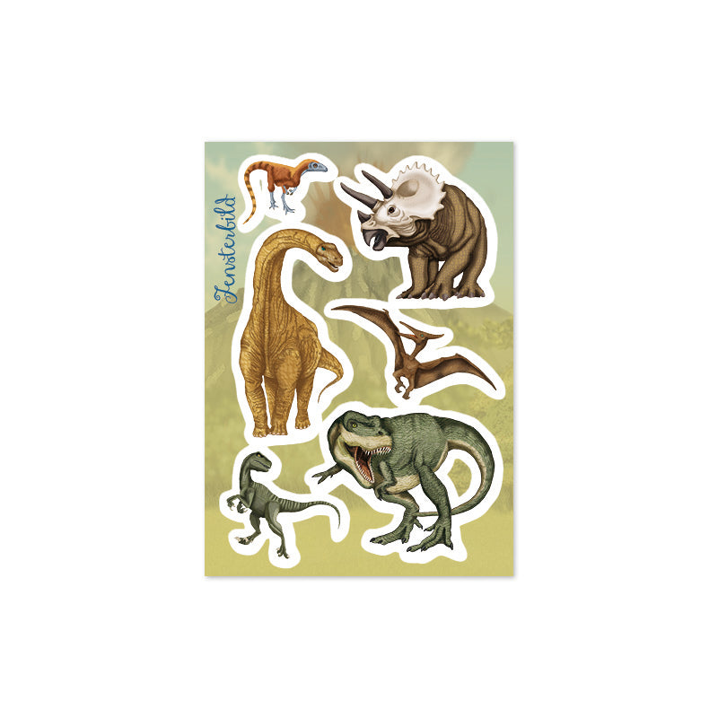 Fensterbild-Postkarte Dinosaurier