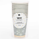 YEY! Let's Party Pappbecher Blüten grau 200ml 12 Stück