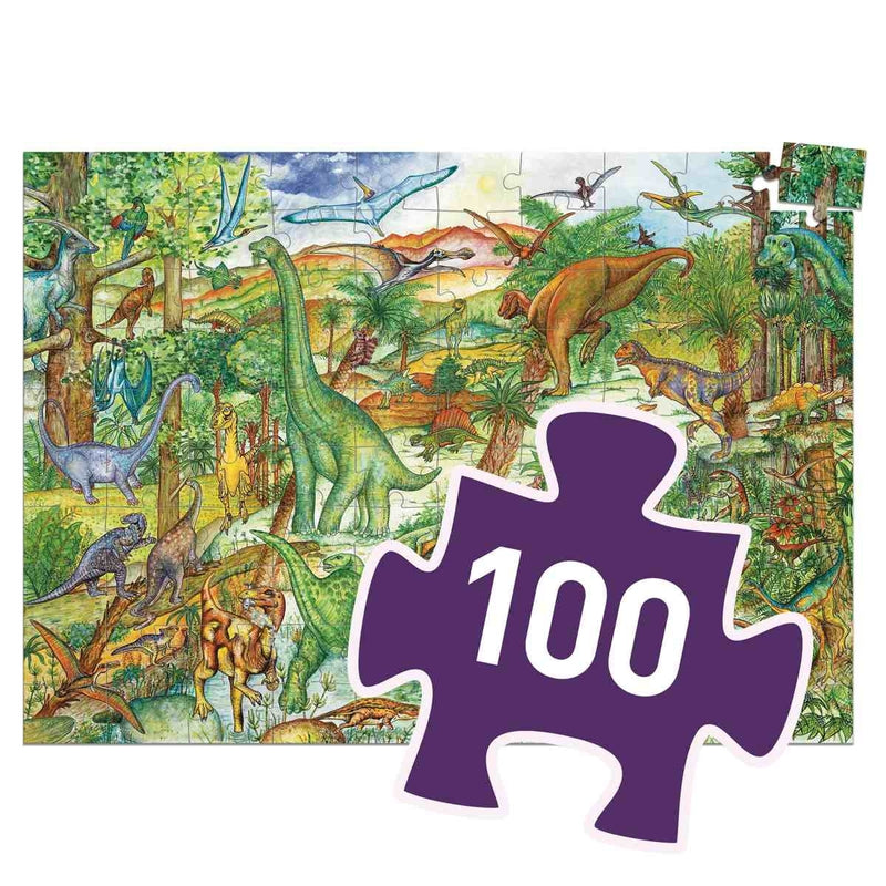 Wimmelpuzzle: Dinosaurier + booklet - 100 Teile