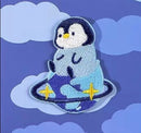 Aufnäher Flicken Pinguin auf einem Planeten
