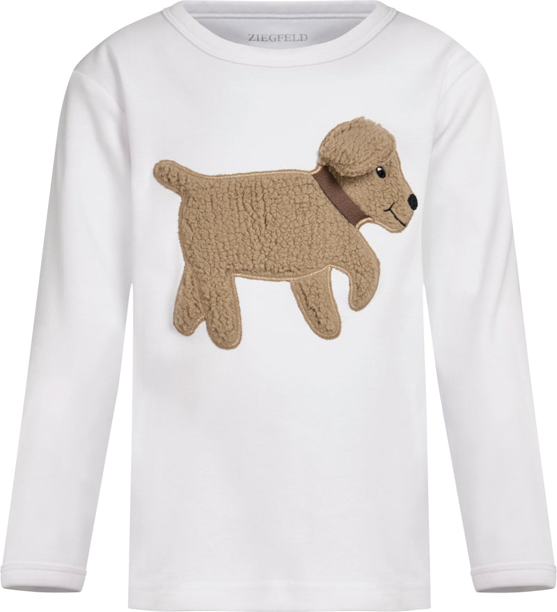 Ziegfeld Langarmshirt Hund Weiß