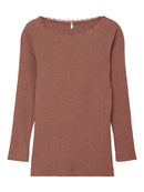 Name it Langarmshirt mit Spitze Kab Cognac