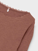 Name it Langarmshirt mit Spitze Kab Cognac