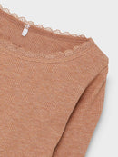 Name it Langarmshirt mit Spitze Kab Café Au Lait Melange