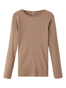 Name it Langarmshirt mit Spitze Kab Brown Lentil Melange