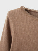 Name it Langarmshirt mit Spitze Kab Brown Lentil Melange