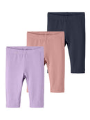 Name it Leggings Capri Vivian 3er Set Orchid Bloom Dark Sapphire Rose Tan