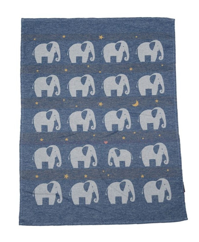 Decke Lima Leichte Baumwolldecke Elefanten 65/90cm Samtblau
