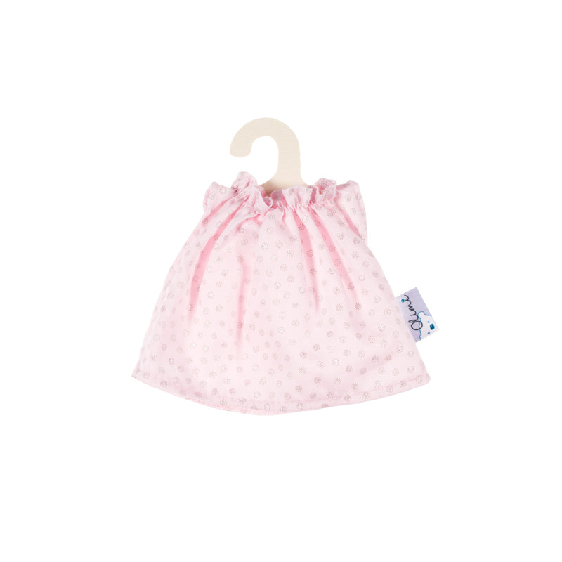 Puppenkleid 21cm, Dots pink with silver